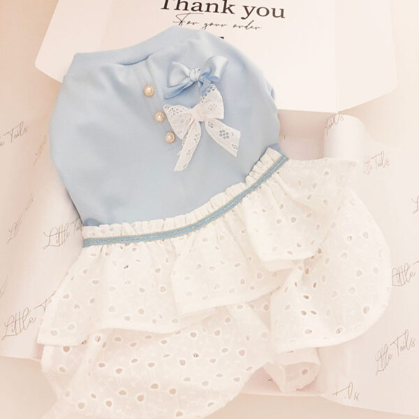 Little Tails Vestido Celeste Broderie