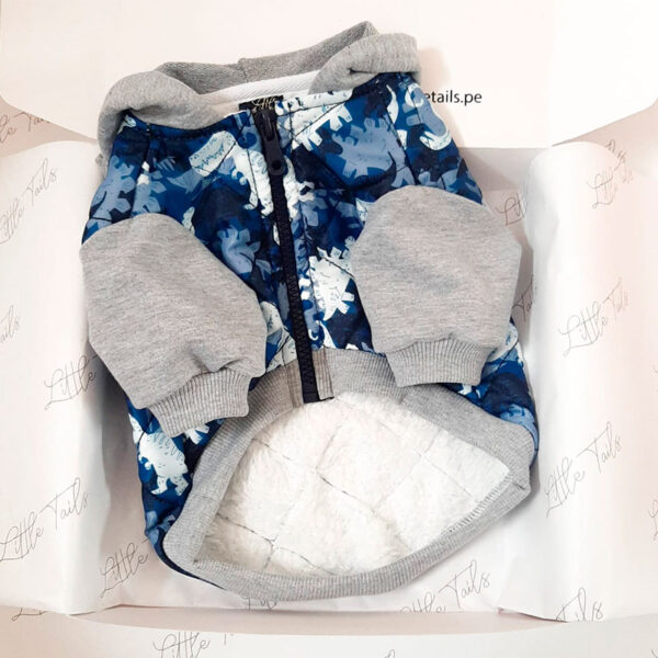 Little Tails Bomber Jacket Azul Dinosaurios