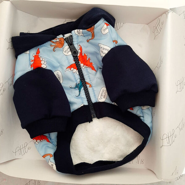 Little Tails Bomber Jacket Celeste Dinosaurios