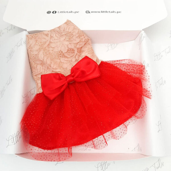 Little Tails Vestido Dorado con rojo