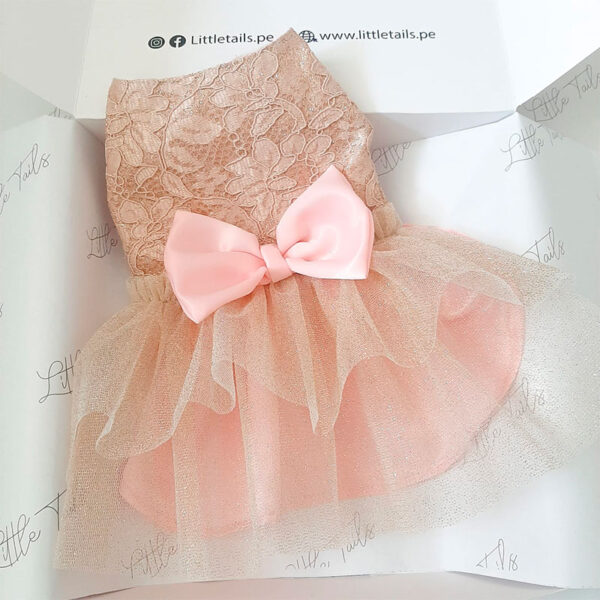 Little Tails Vestido Dorado con rosa