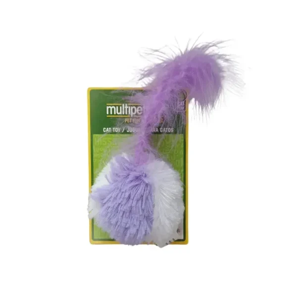 Multipet Pom Pom Con Pluma Para Gato Morado