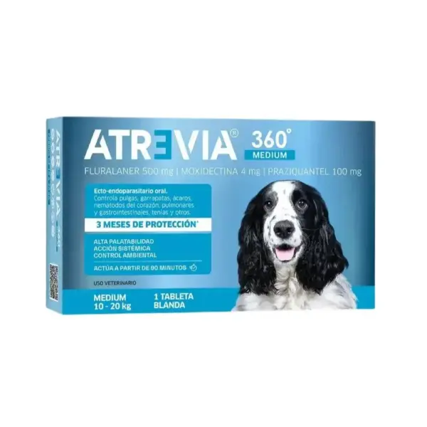 Antipulgas Atrevia 360° para Perros 1 Tableta 10Kg a 20Kg
