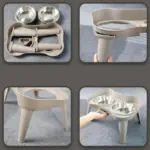 Comedero Doble con Platos de Acero Inoxidable