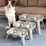 Comedero doble en forma de hueso elevado
